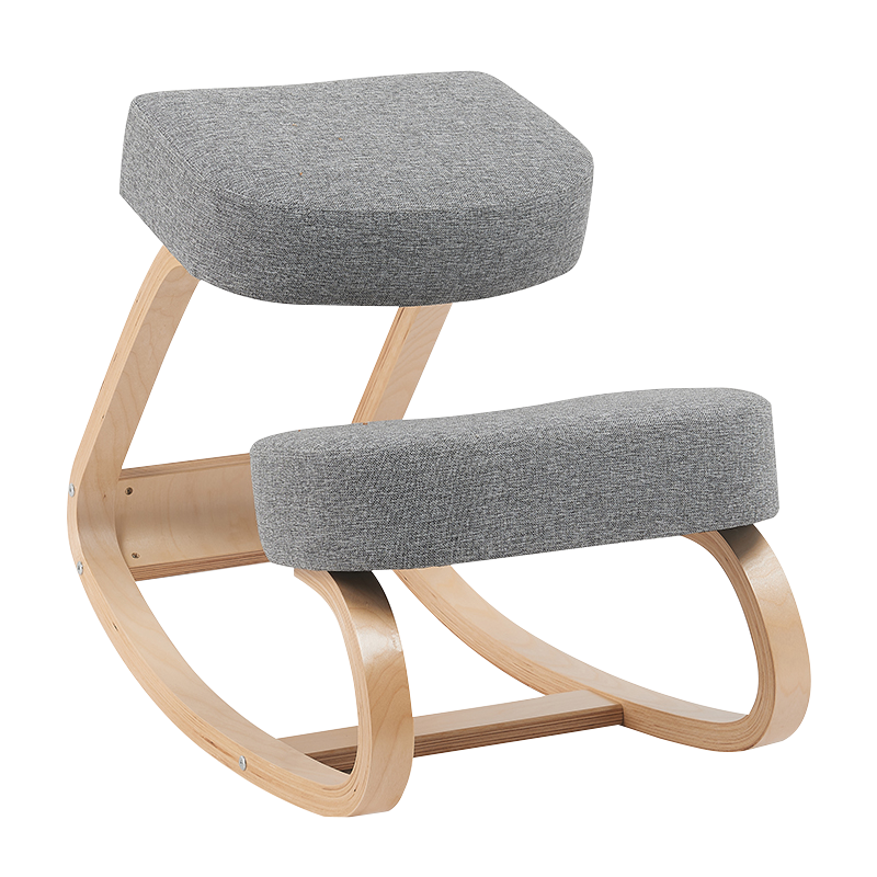 Sedia inginocchiata a dondolo ergonomica in legno grigio (GY-040)