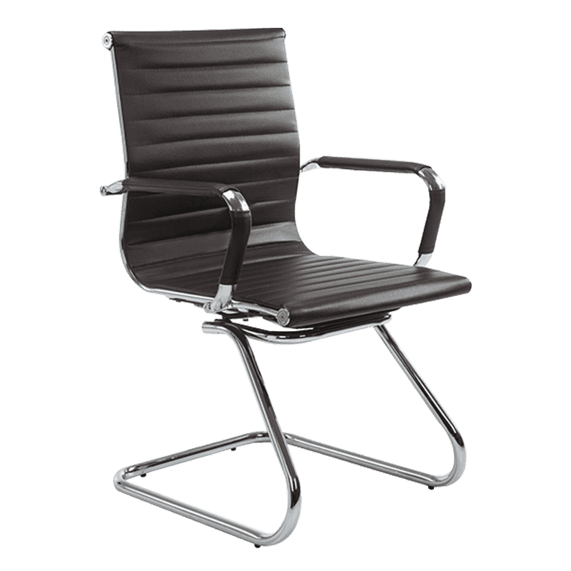 Sedia da conferenza moderna in pelle marrone con schienale medio (Y-1846C)