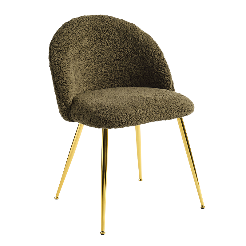 Sedia da pranzo in pile verde Teddy con base dorata (Y-C16)