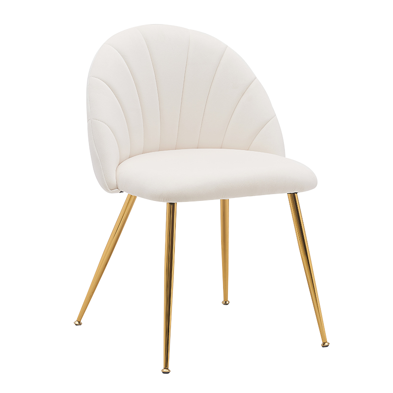 Sedie da pranzo con accento in legno con schienale basso in velluto bianco (Y-C28)