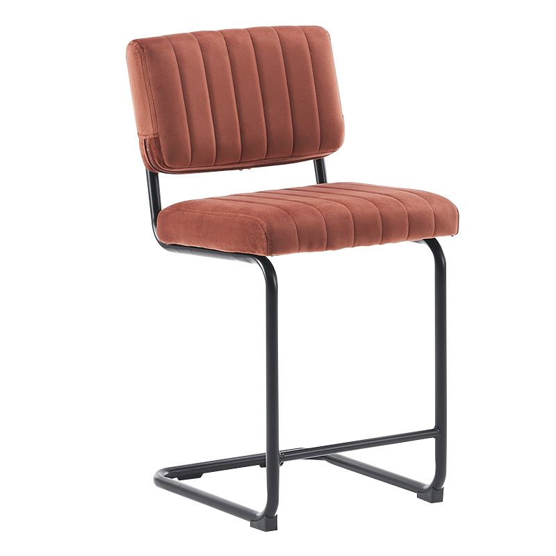 Sedie sgabello da bancone con schienale basso in velluto color cammello (Y-C02)