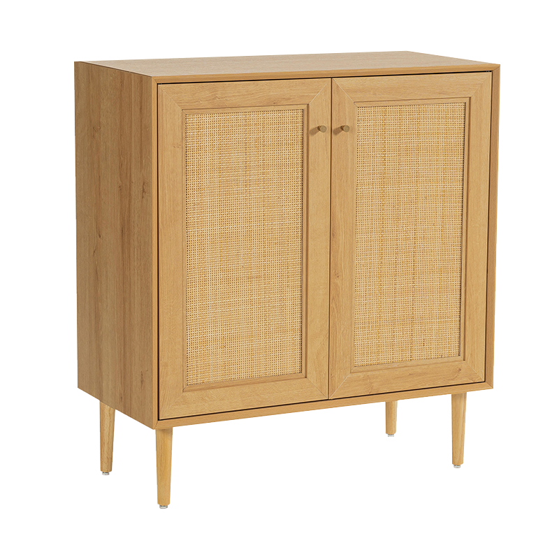 Armadi a due ante in rattan vintage color legno (Y-C41)