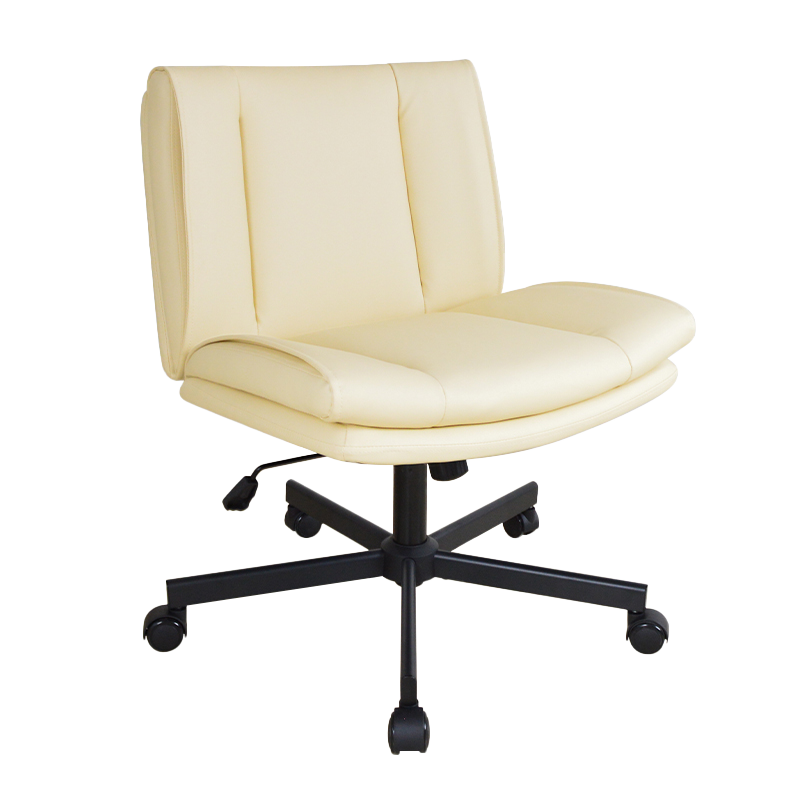 Sedia da ufficio per il tempo libero imbottita ampia e senza braccioli in PU con schienale medio (X-5146)