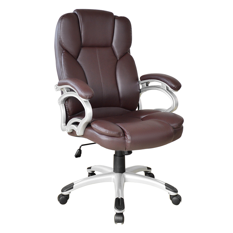 Sedile da ufficio esecutivo con bracciolo fisso con schienale alto marrone (Y-2825)