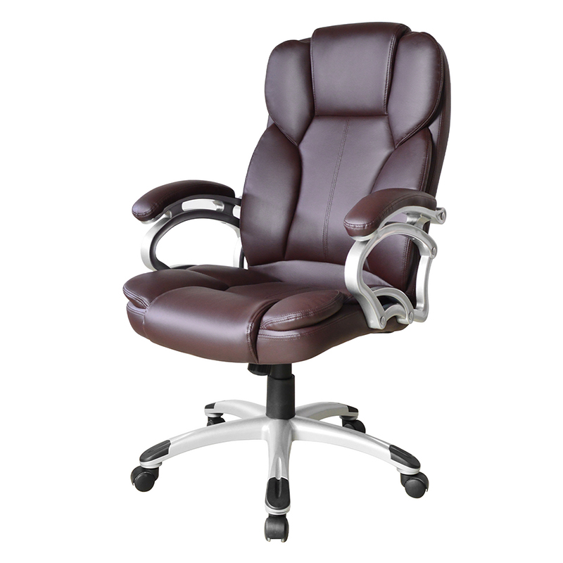 Sedile da ufficio esecutivo con bracciolo fisso con schienale alto marrone (Y-2825)