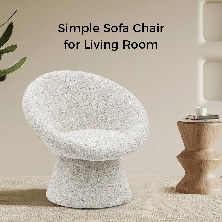 Poltrone da salotto con accento sul divano monoposto a forma rotonda pigra in tessuto bianco nordico con schienale (GY-645)