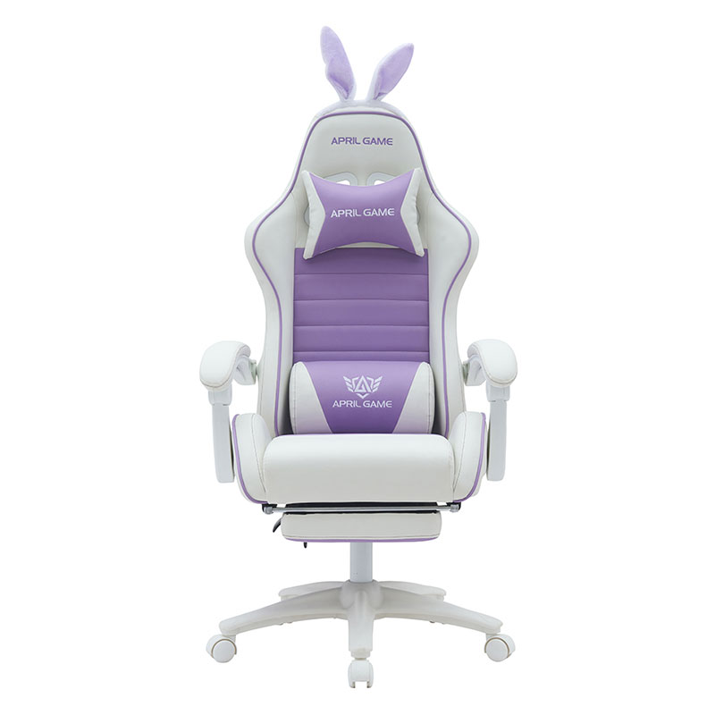 Pelle sintetica 360 girevole in PVC PU Comoda sedia da gioco reclinabile bianca viola per ragazza Silla Gamer per le corse (T-7114B)