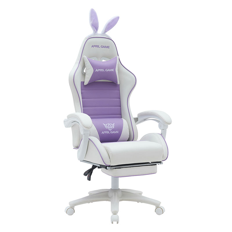 Pelle sintetica 360 girevole in PVC PU Comoda sedia da gioco reclinabile bianca viola per ragazza Silla Gamer per le corse (T-7114B)