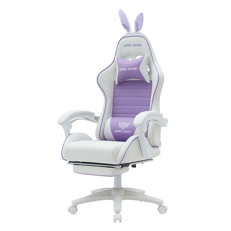 Pelle sintetica 360 girevole in PVC PU Comoda sedia da gioco reclinabile bianca viola per ragazza Silla Gamer per le corse (T-7114B)