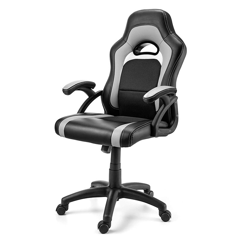 Poltrona da soggiorno moderna in tessuto con poggiatesta girevole regolabile e materiale in acciaio metallo pu per giochi e computer (Y-2647)