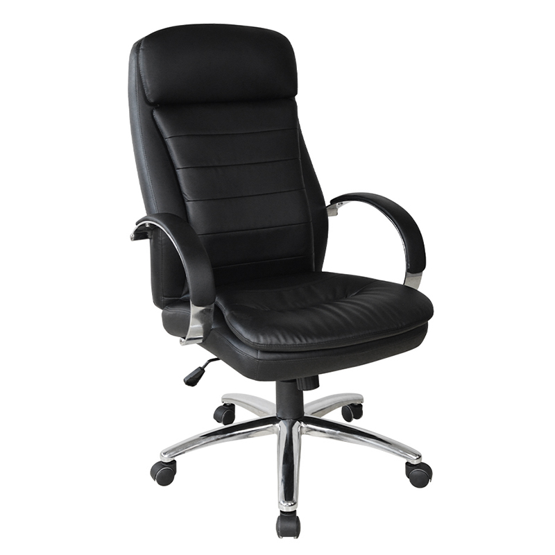 Sedia da ufficio direzionale con bracciolo imbottito cromato con schienale alto (Y-2820)