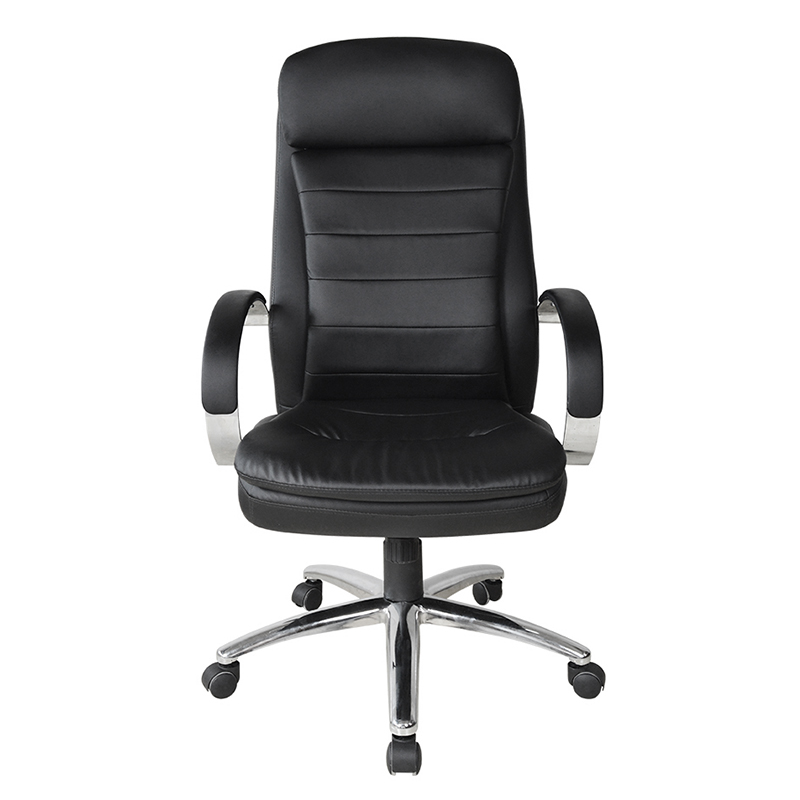 Sedia da ufficio direzionale con bracciolo imbottito cromato con schienale alto (Y-2820)