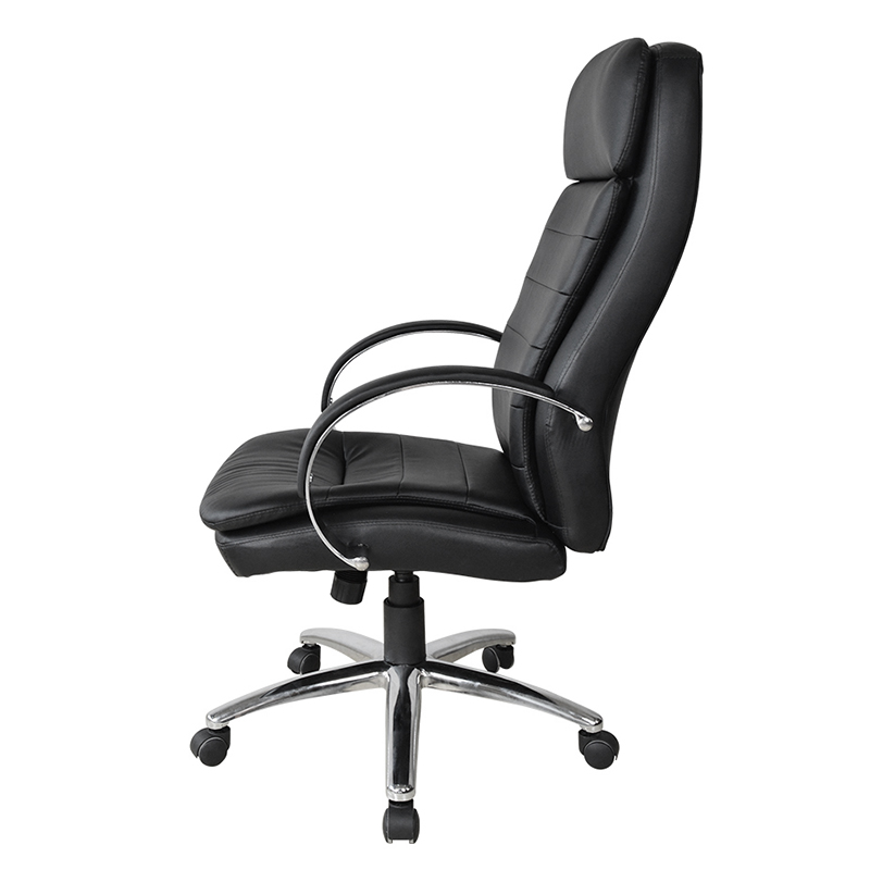 Sedia da ufficio direzionale con bracciolo imbottito cromato con schienale alto (Y-2820)