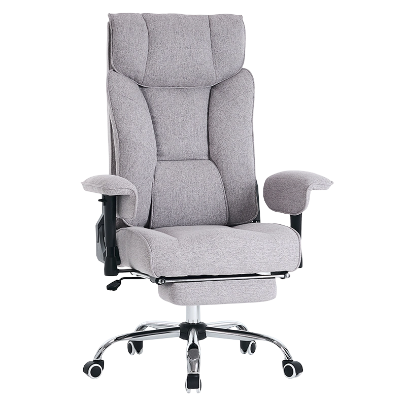 Sedia da ufficio direzionale con schienale alto ergonomico in tessuto grigio verniciato con imbottitura regolabile in altezza (M-6150)