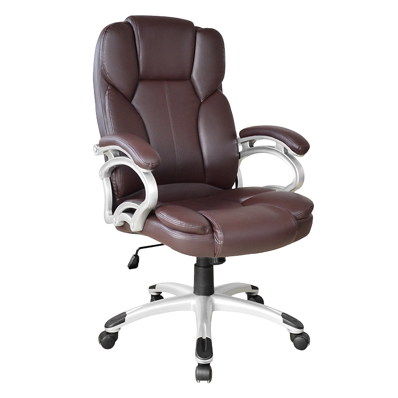 Sedile da ufficio esecutivo con bracciolo fisso con schienale alto marrone (Y-2825)