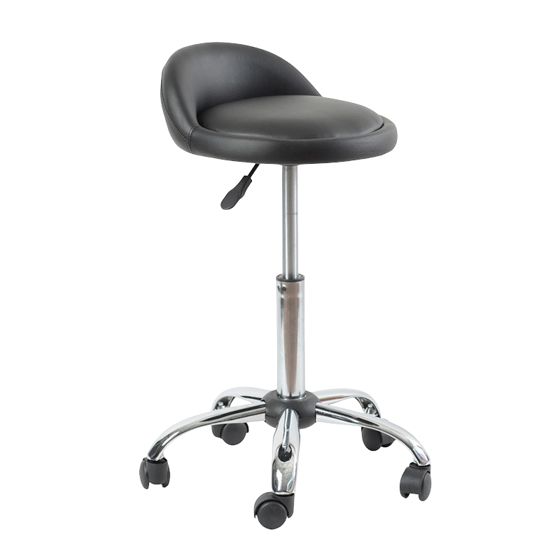 Sgabello da bar girevole con sedile rotondo e schienale basso in PU nero con ruote (GY-1021A)