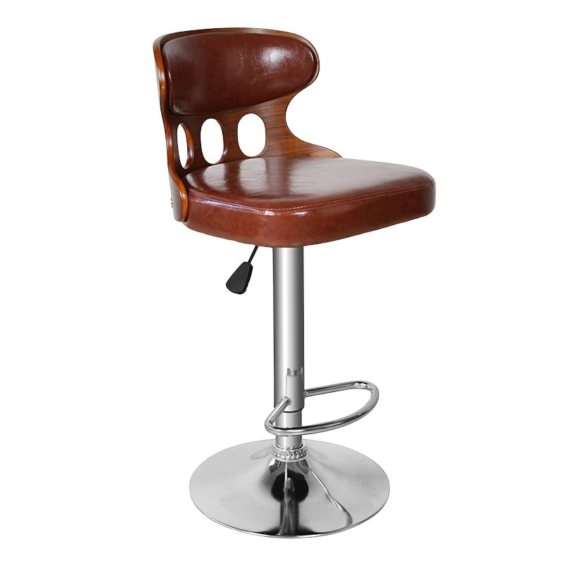 Sedia girevole da bar marrone con base cromata (GY-635)