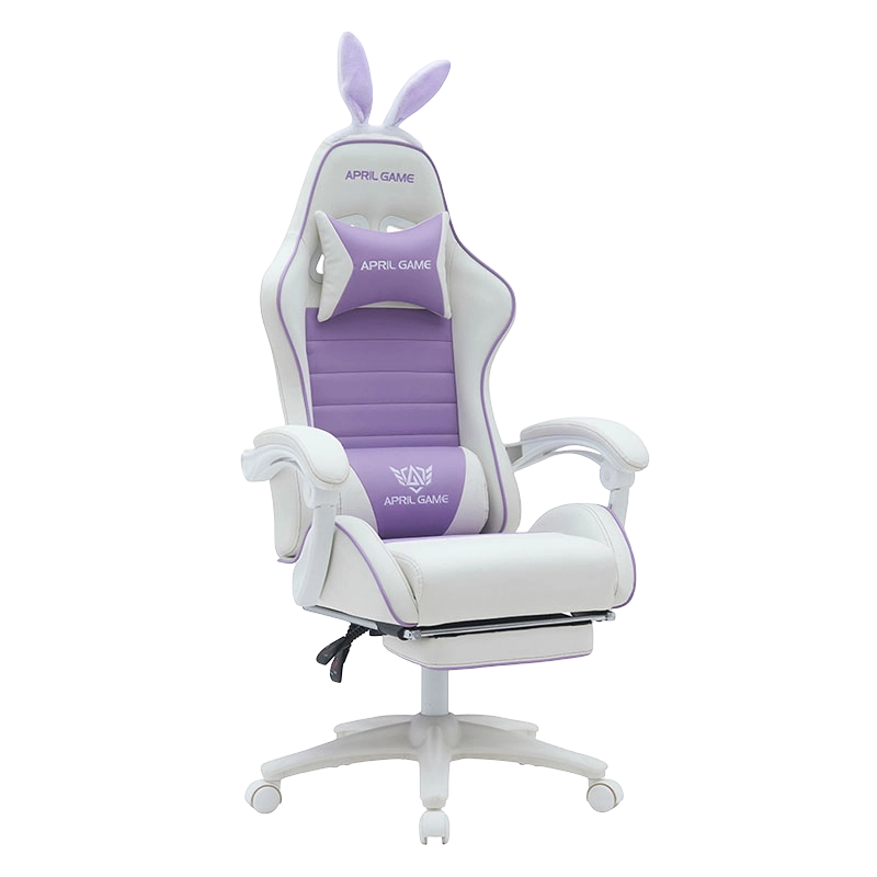 Pelle sintetica 360 girevole in PVC PU Comoda sedia da gioco reclinabile bianca viola per ragazza Silla Gamer per le corse (T-7114B)